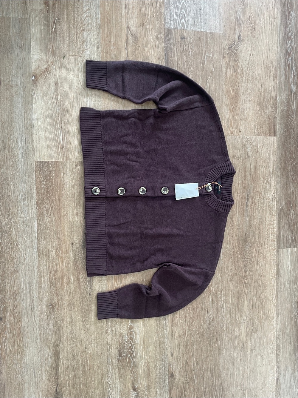 Quince Dark Plum Button-Front Women's Cardigan